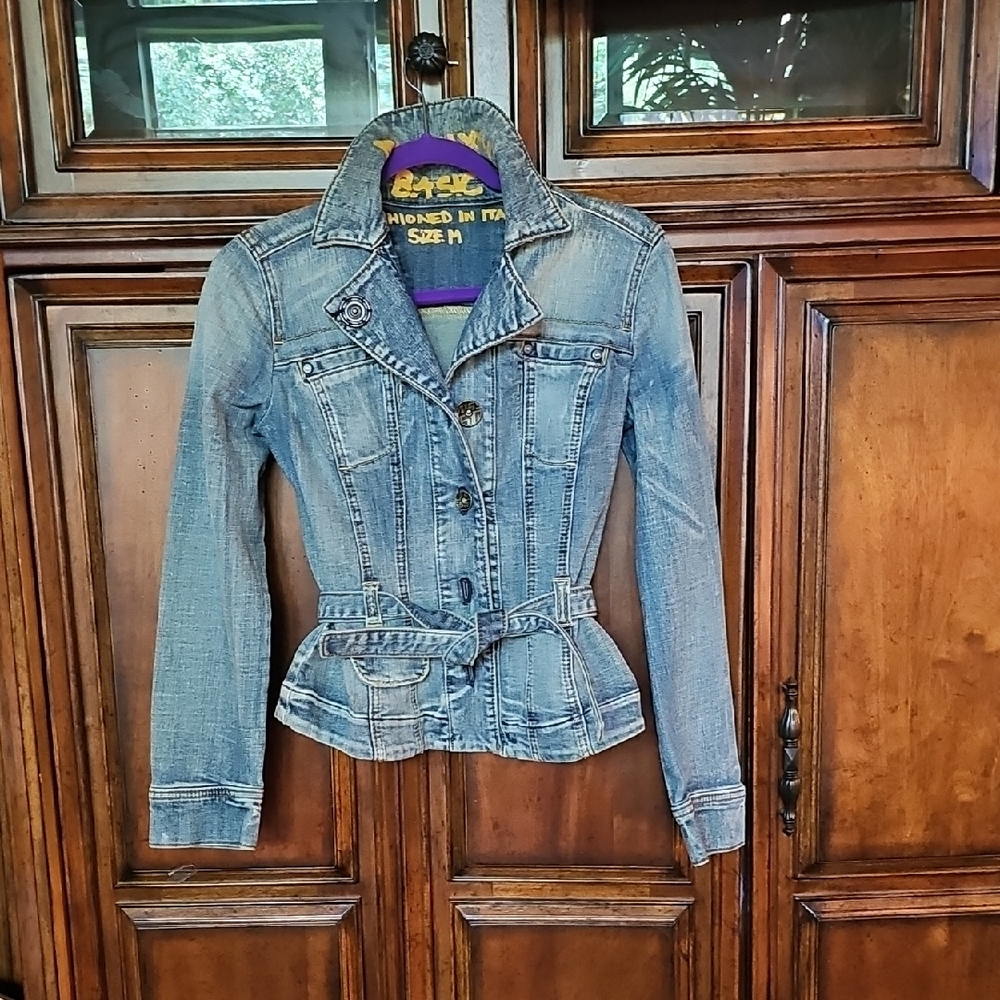 Miss Sixty Distressed Belted Blue Jean Jacket - Sz. MD: Never Worn!